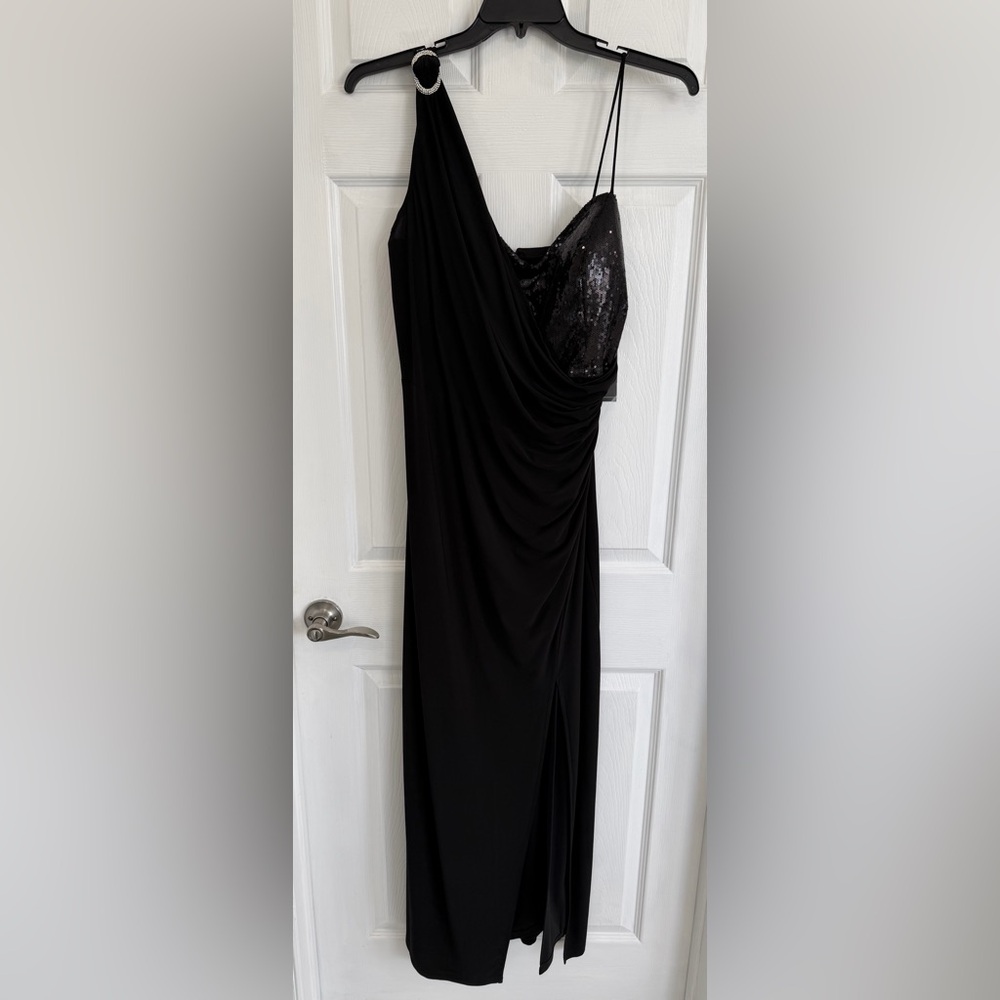 Brand new with tags Onyx Nite Black One-Shoulder Dress